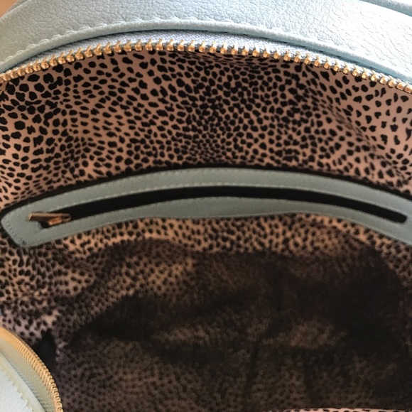 Light Blue Vegan Backpack by Alyssa with Leopard Lining main image 5